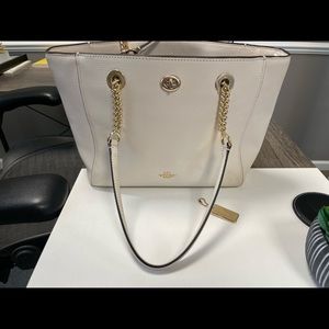 Beautiful pristine Coach Chain Tote in the color chalk
